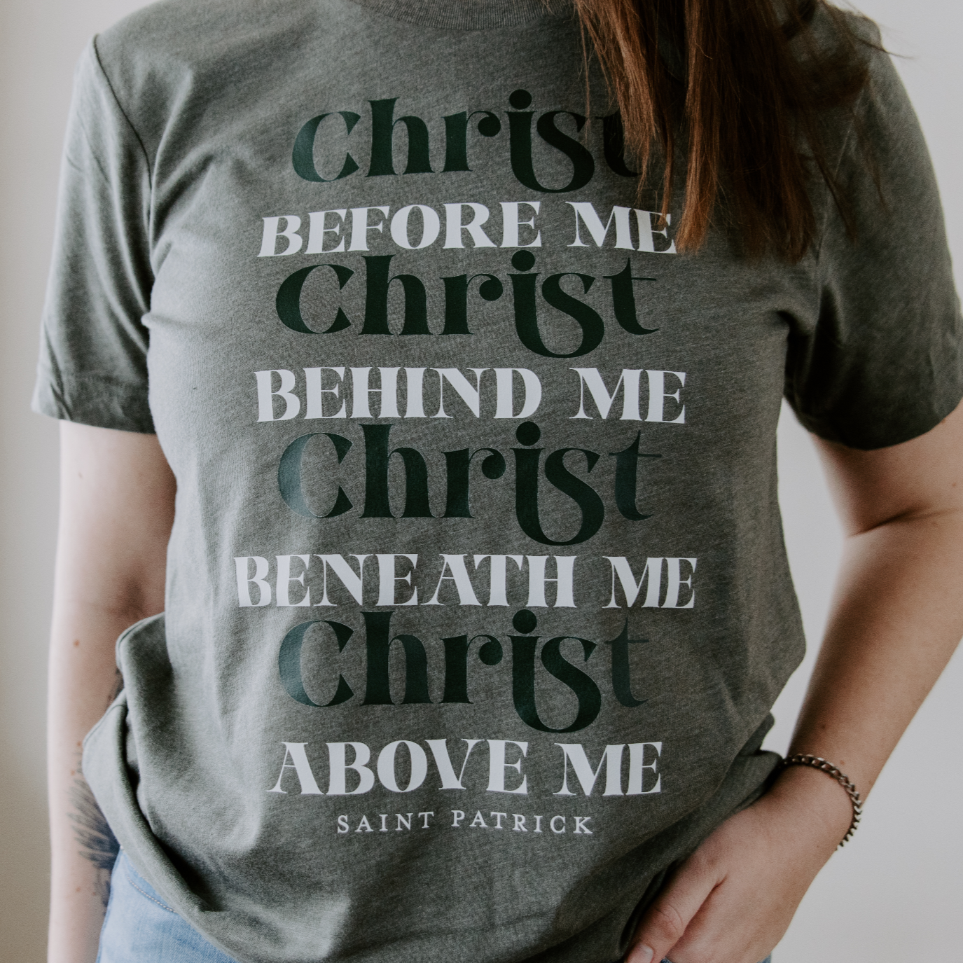 Breastplate of St. Patrick Tee | Heather Military Green